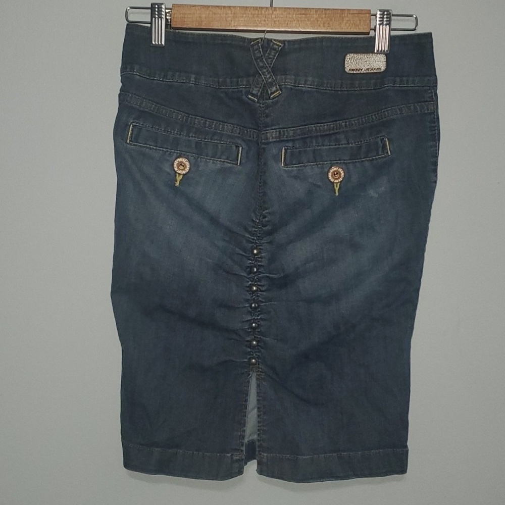 DKNY Sexy Ruched skirt women's sz 3 jean unique ruched back 5" back slit